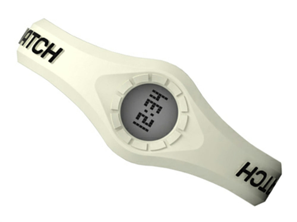 Enerwatch by Pixelmoda Power Silicone Watch White With Black Letters Large Size