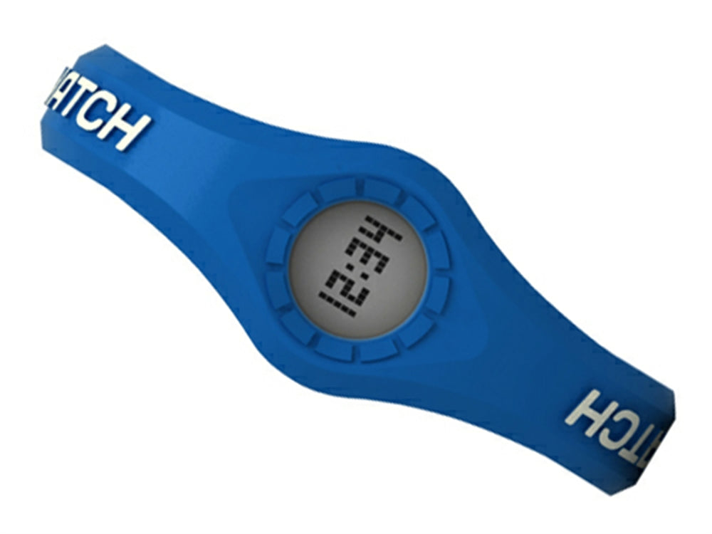 Enerwatch by Pixelmoda Power Silicone Watch Blue With White Letters Large Size