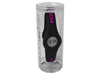Enerwatch by Pixelmoda Power Silicone Watch Black With Fuchsia Letters Large Size