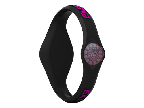 Enerwatch by Pixelmoda Power Silicone Watch Black With Fuchsia Letters Large Size