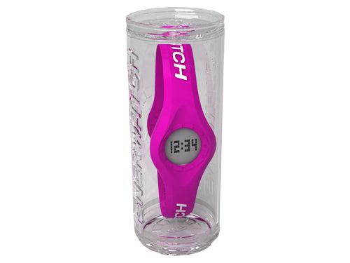 Enerwatch by Pixelmoda Power Silicone Watch Fuchsia With White Letters Large Size