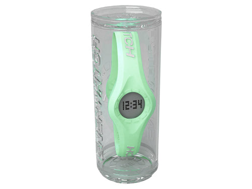 Enerwatch by Pixelmoda Power Silicone Watch Cyan (Light Blue) With White Letters Medium Size