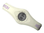 Enerwatch by Pixelmoda Power Silicone Watch White With Violet Letters Medium Size