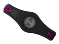 Enerwatch by Pixelmoda Power Silicone Watch Black With Fuchsia Letters Medium Size