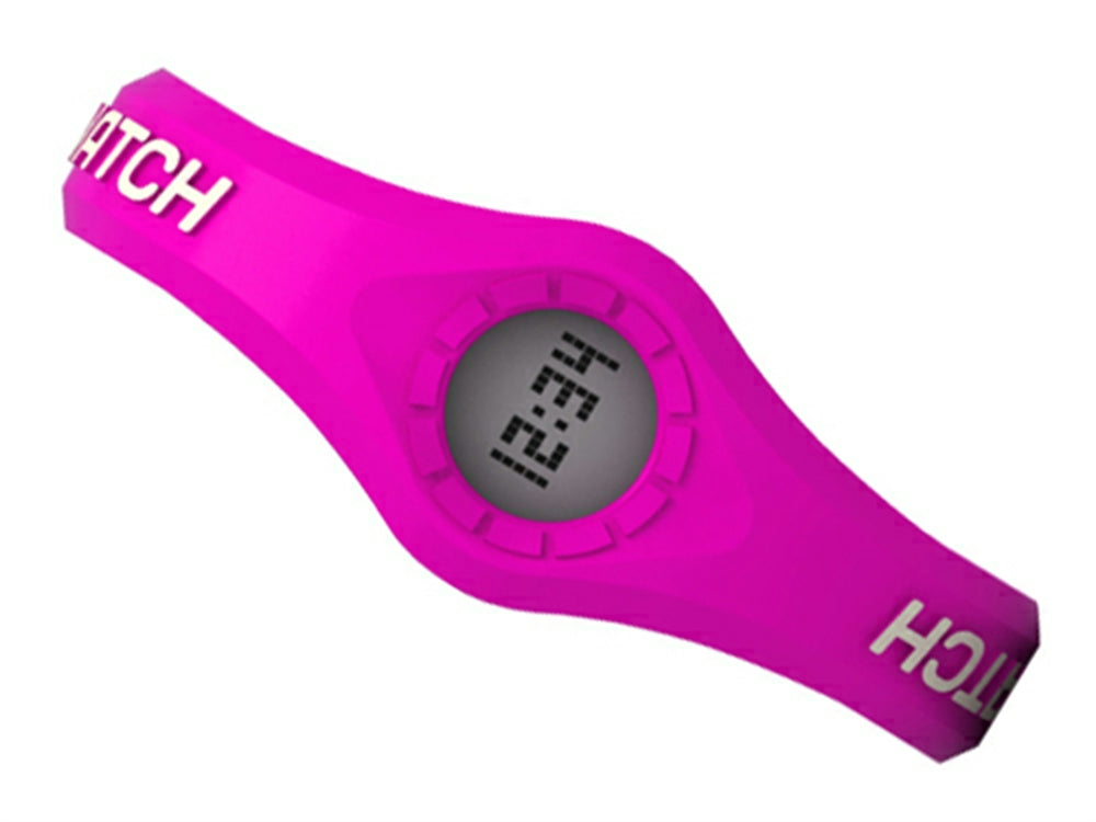 Enerwatch by Pixelmoda Power Silicone Watch Fuchsia With White Letters Medium Size