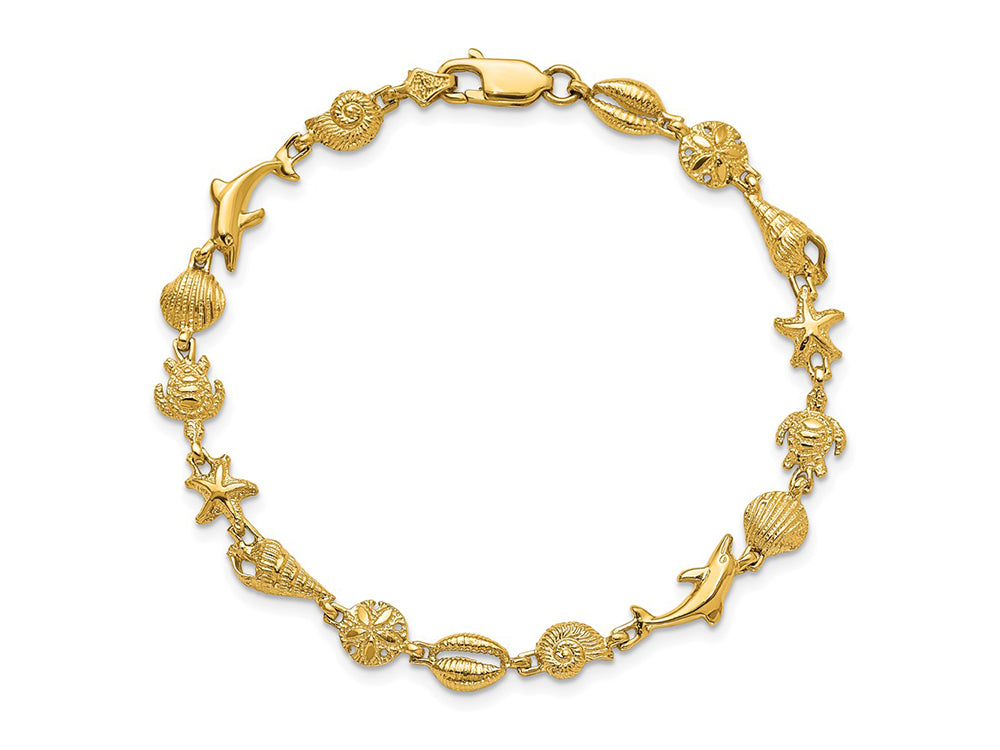 FJC Finejewelers 14k Yellow Gold Seashell Theme Bracelet