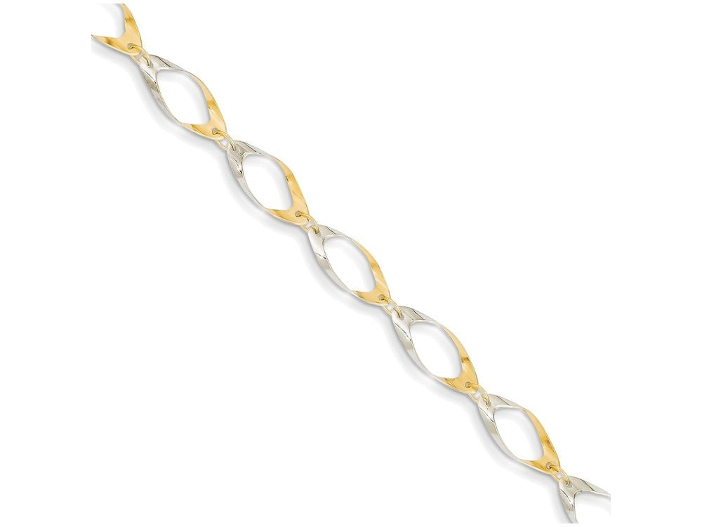 FJC Finejewelers 7 Inch 14k Gold With Rhodium Oval Link Chain Bracelet Bracelet