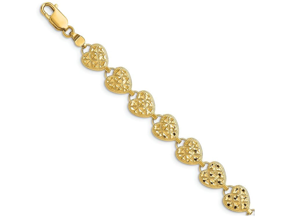 FJC Finejewelers Heart Link with Bright Cut Criss-cross Bracelet