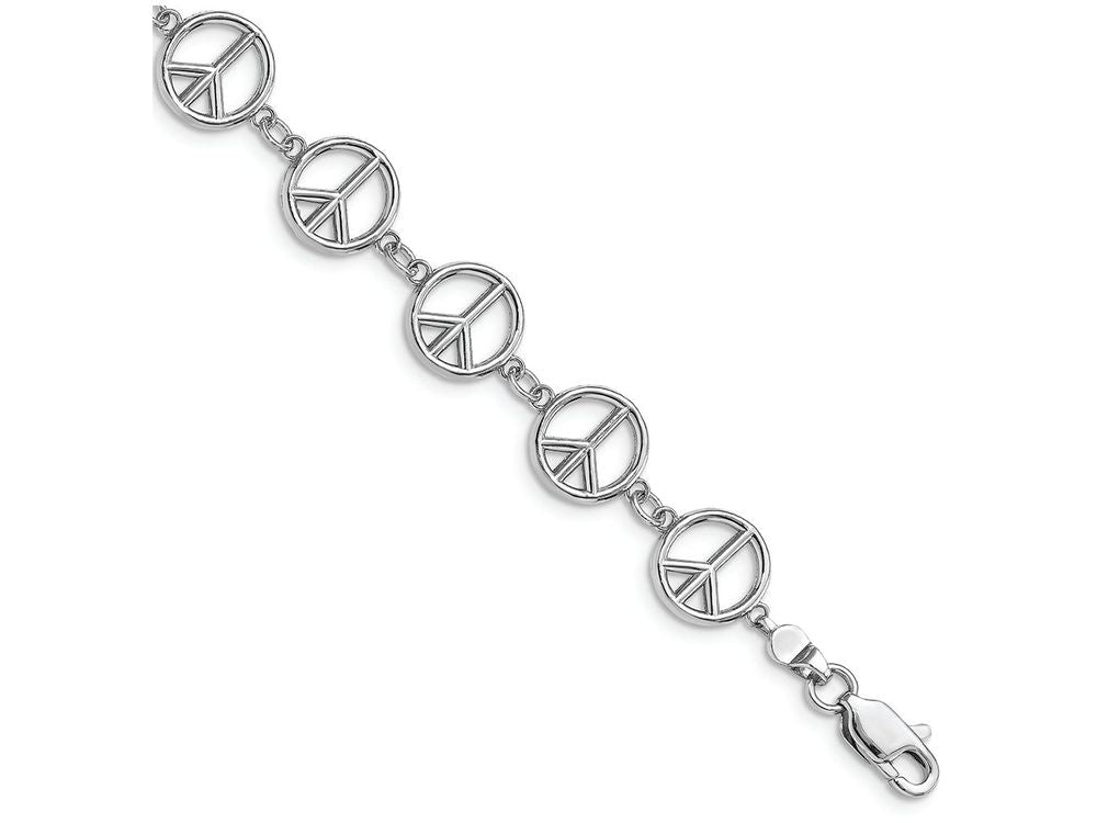 FJC Finejewelers 14k White Gold 3d Peace Symbol Bracelet
