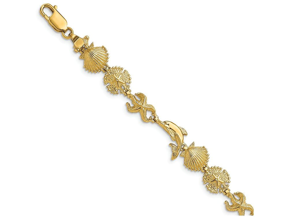 FJC Finejewelers Scallop Sand Dollar Starfish Dolphin Combination Bracelet