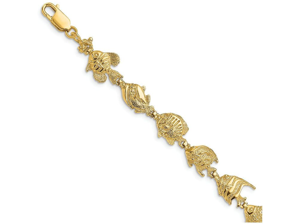 FJC Finejewelers Fish Link Polish Engraved Bracelet