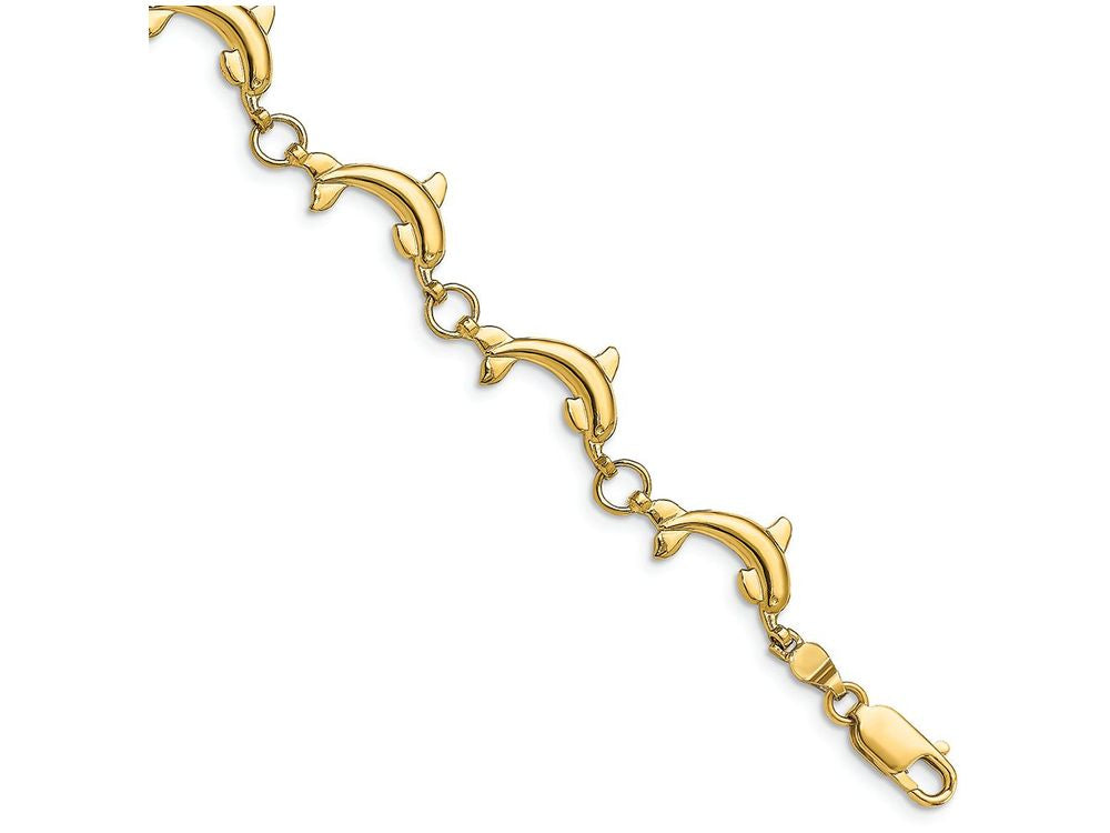 FJC Finejewelers Jumping Dolphin with O Connecters Bracelet (heading Right)