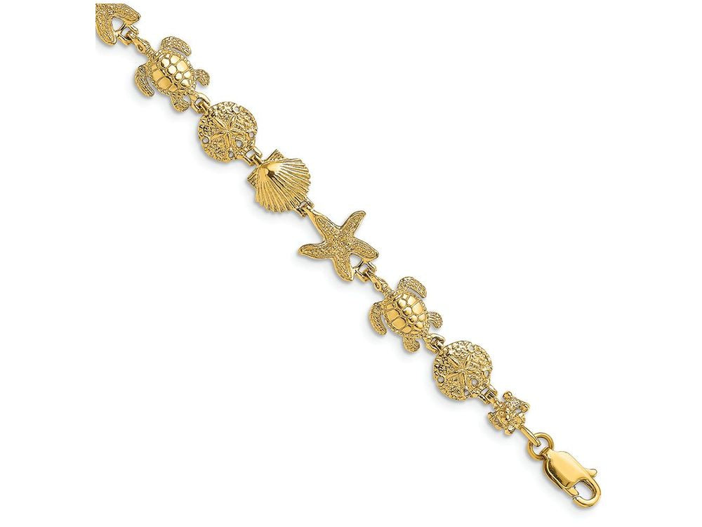 FJC Finejewelers Turtle Sand Dollar Shell Starfish Bracelet Polish Textured