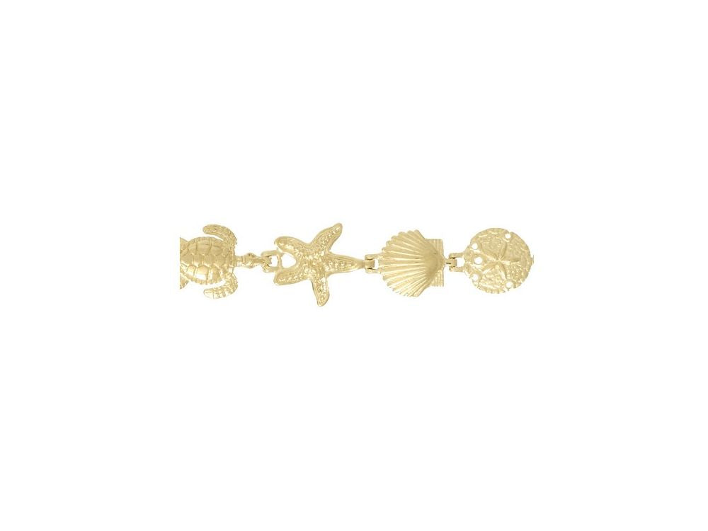 FJC Finejewelers 8" Turtle Sand Dollar Shell Starfish Bracelet Polish Textu