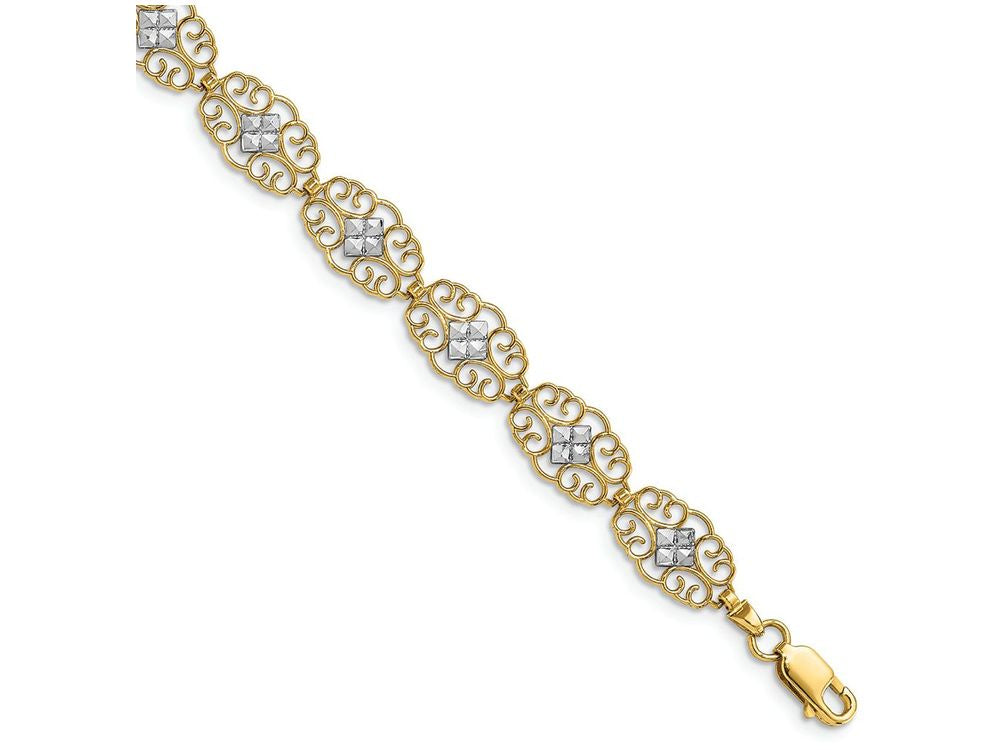 FJC Finejewelers Bright Cut White Marquise with Scalloped Yellow Edge (set) Bracelet