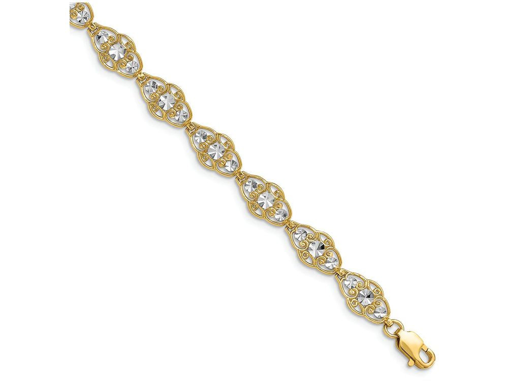 FJC Finejewelers Bright Cut White Circles with Scalloped Edge Bracelet