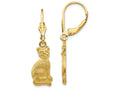FJC Finejewelers 14k Yellow Gold Satin Cat Dangle Leverback Earrings
