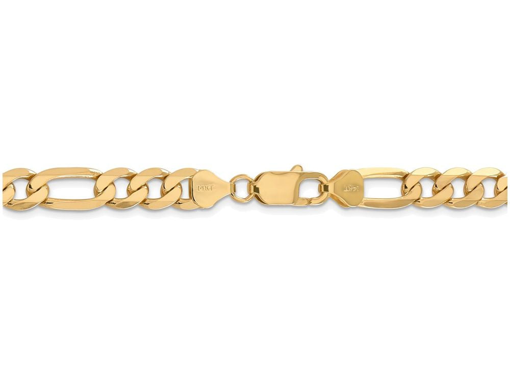 FJC Finejewelers 9 Inch 14k Yellow Gold 7.5mm Flat Figaro Chain Ankle Bracelet (Smaller Ankles)