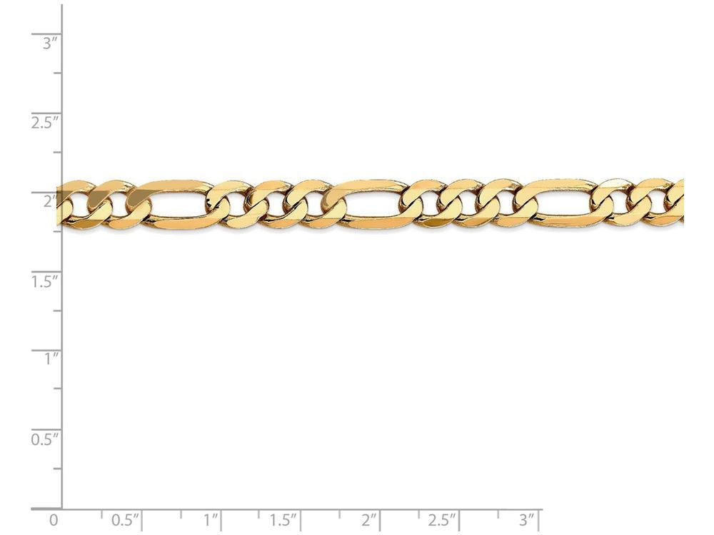 FJC Finejewelers 9 Inch 14k Yellow Gold 7.5mm Flat Figaro Chain Ankle Bracelet (Smaller Ankles)