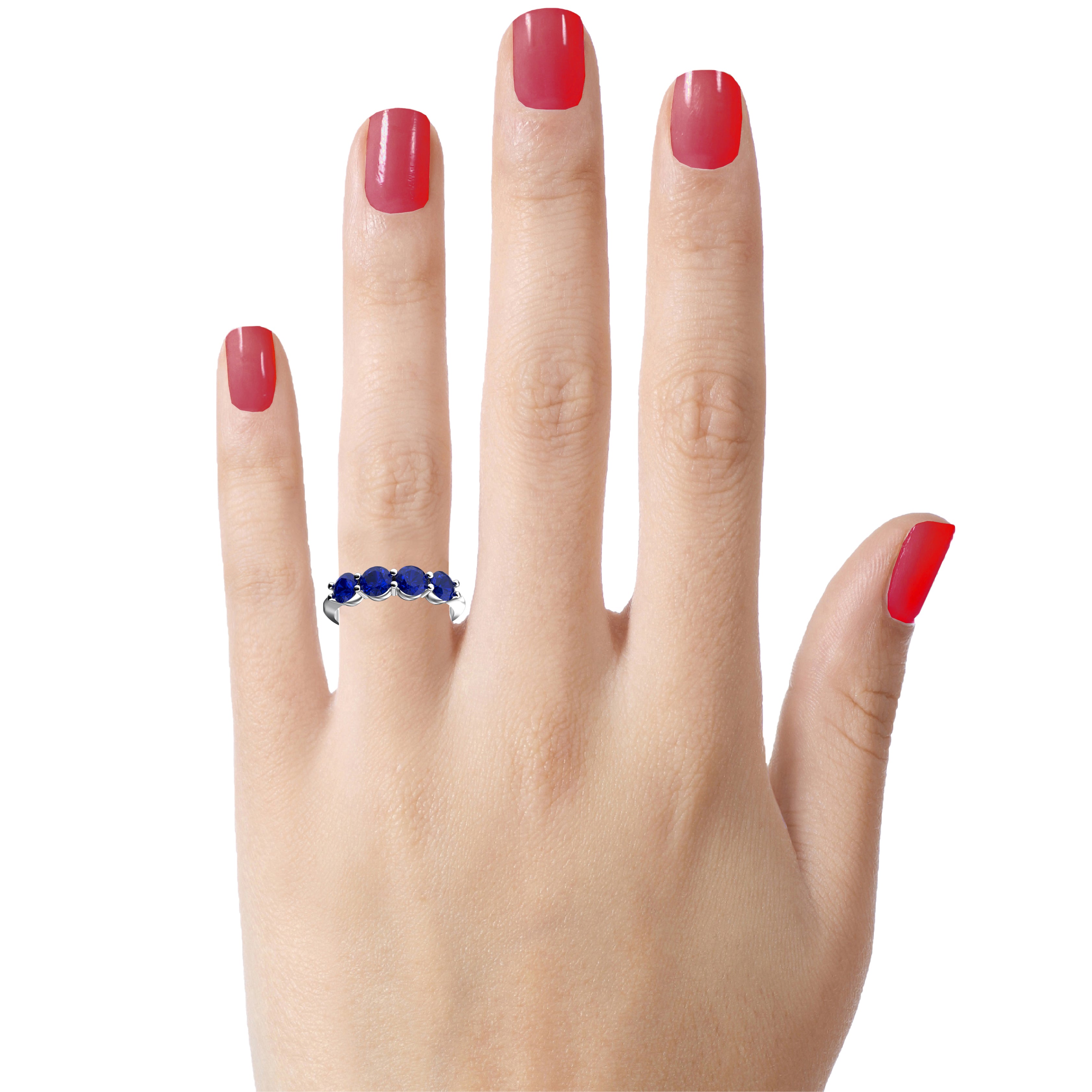 FJC Finejewelers 10 kt White Gold 4mm Created Blue Sapphire 4 Stone Band Ring