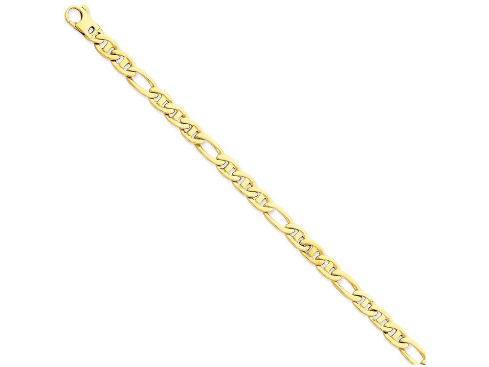 FJC Finejewelers 7.25 Inch 14k Yellow Gold 6.5mm Solid Hand-polished 3 and 1 Flat Anchor Chain Bracelet