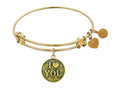 Angelica Collection Antique Yellow Stipple Finish Brass I Love You Expandable Bangle