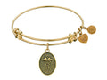 Angelica Collection Antique Yellow Stipple Finish Brass caduceus Expandable Bangle