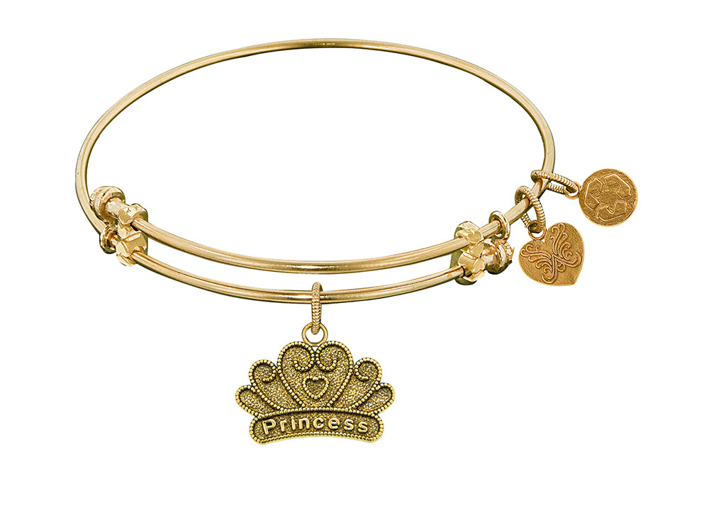 Angelica Collection Antique Yellow Stipple Finish Brass princess Expandable Bangle