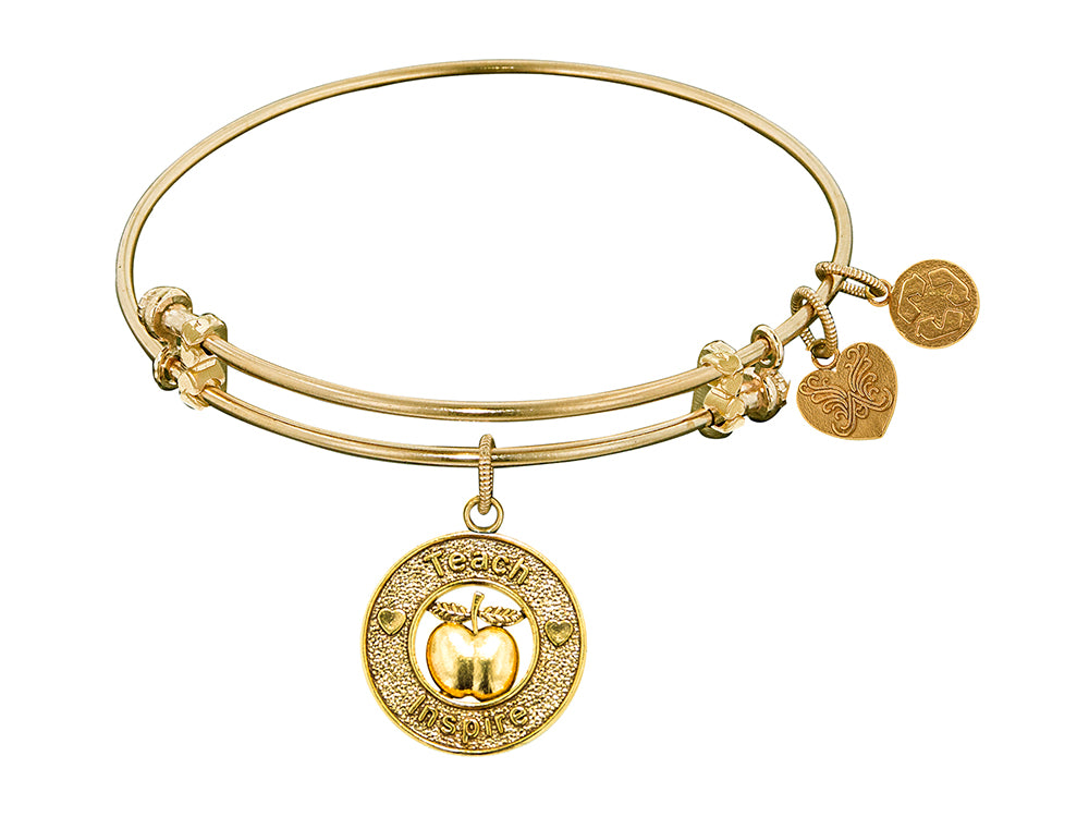 Angelica Collection Non-antique Yellow Stipple Finish Brass apple; Teach, Inspire Expandable Bangle