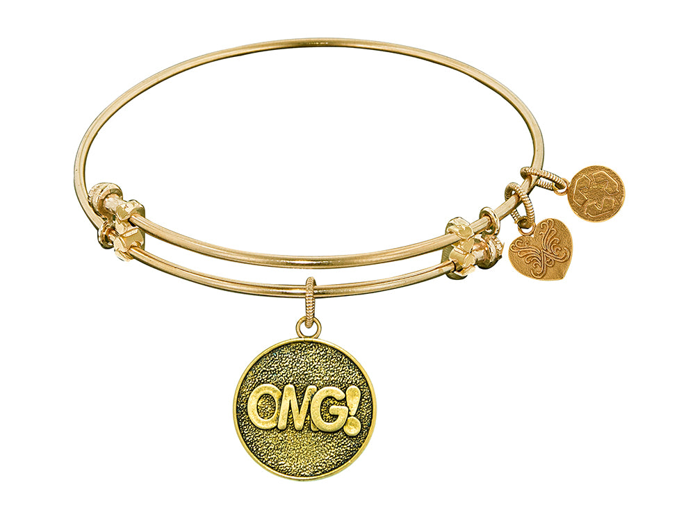 Angelica Collection Antique Yellow Stipple Finish Brass oh My God Expandable Bangle