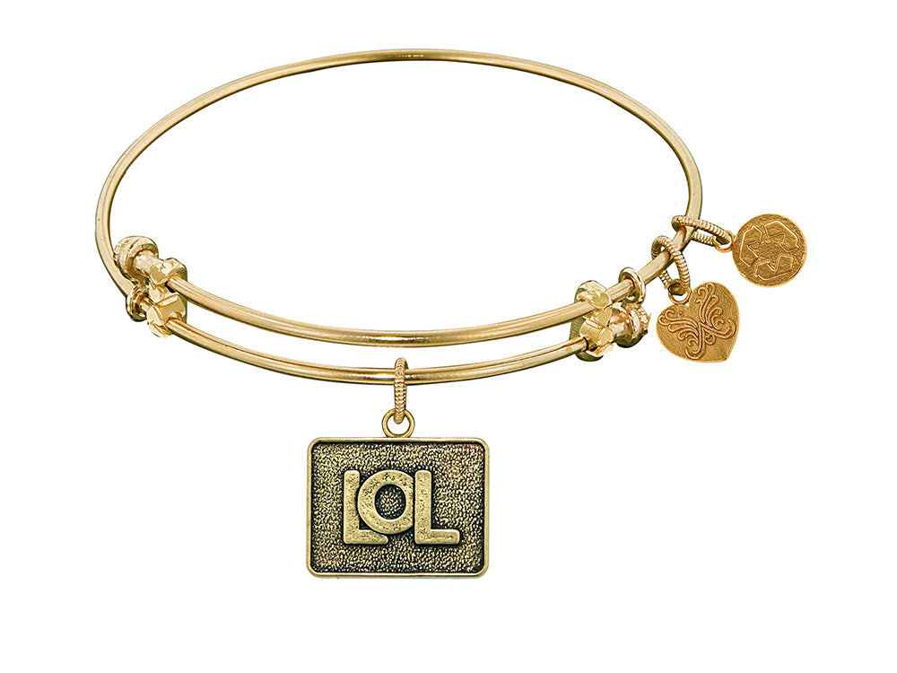 Angelica Collection Antique Yellow Stipple Finish Brass laughing Out Loud Expandable Bangle