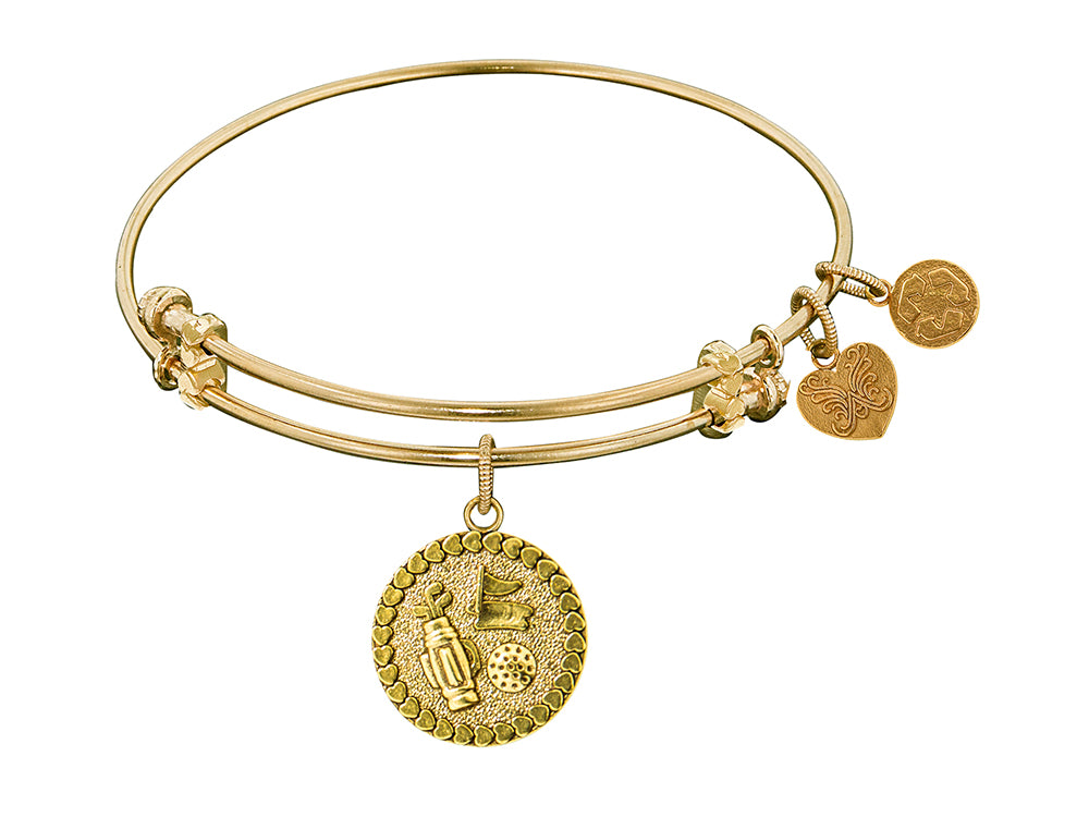 Angelica Collection Non-antique Yellow Stipple Finish Brass golf Expandable Bangle