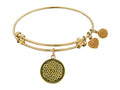 Angelica Collection Antique Yellow Smooth Finish Brass flower Of Life Expandable Bangle