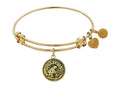Angelica Collection Antique Yellow Smooth Finish Brass aquarius- January Expandable Bangle