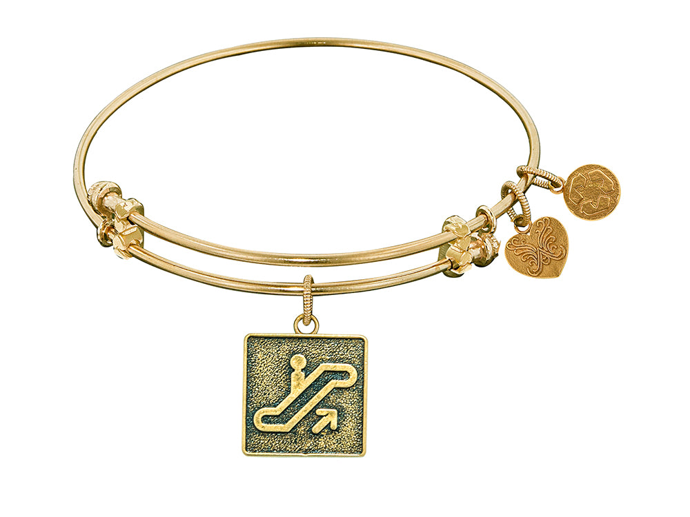Angelica Collection Antique Yellow Stipple Finish Brass escalator Of Life Expandable Bangle