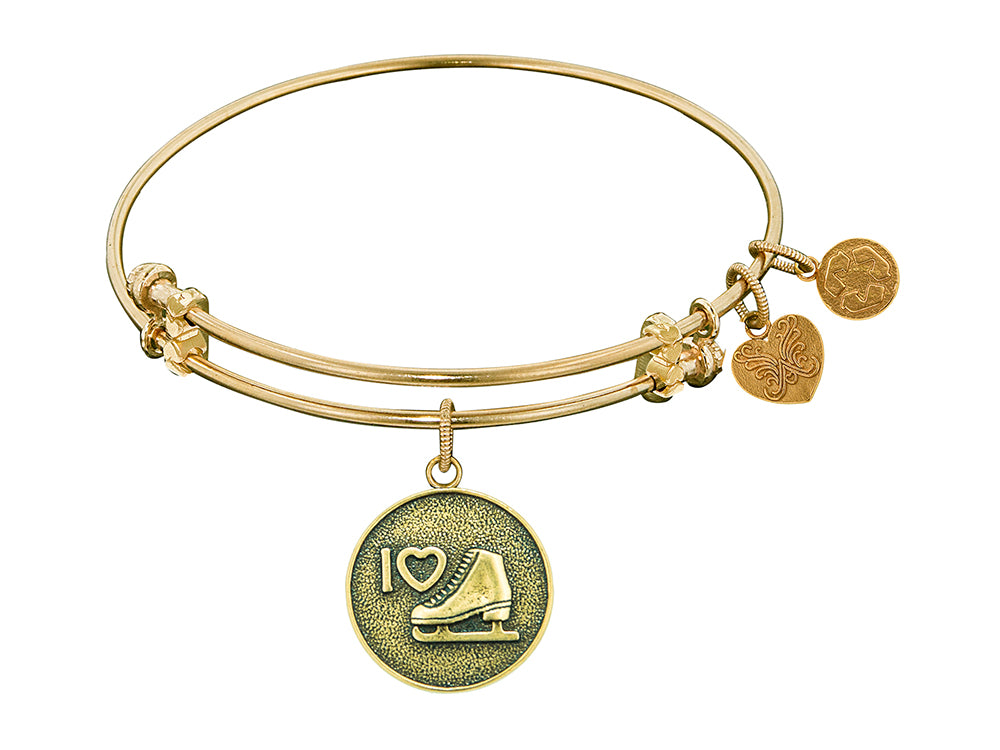 Angelica Collection Antique Yellow Stipple Finish Brass skating Expandable Bangle