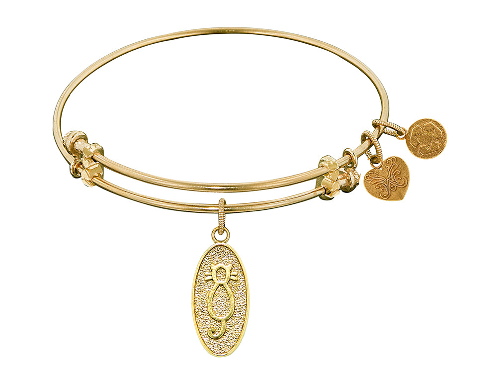 Angelica Collection Non-antique Yellow Stipple Finish Brass cat Expandable Bangle