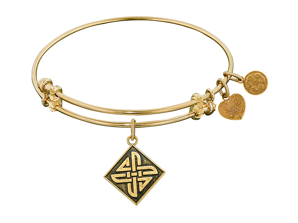 Angelica Collection Antique Yellow Smooth Finish Brass celtic Square Knot Expandable Bangle