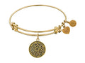 Angelica Collection Antique Yellow Smooth Finish Brass lotus Flower Expandable Bangle