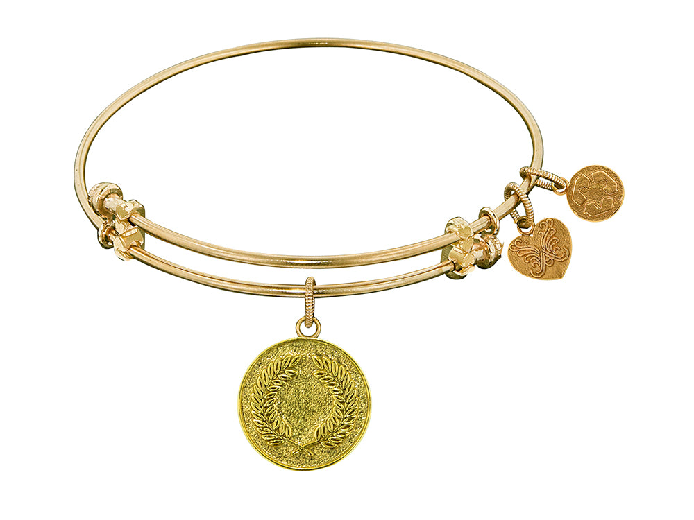 Angelica Collection Non-antique Yellow Stipple Finish Brass laurel Wreath Expandable Bangle