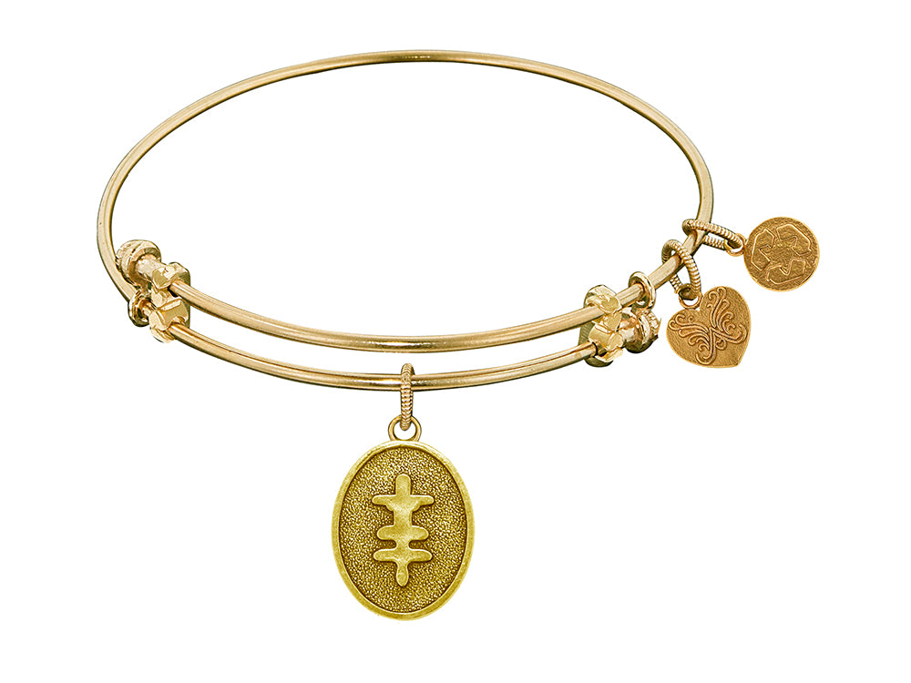 Angelica Collection Antique Yellow Stipple Finish Brass strength And Bravery Expandable Bangle