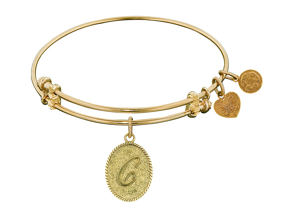 Angelica Collection Non-antique Yellow Stipple Finish Brass Initial c Expandable Bangle