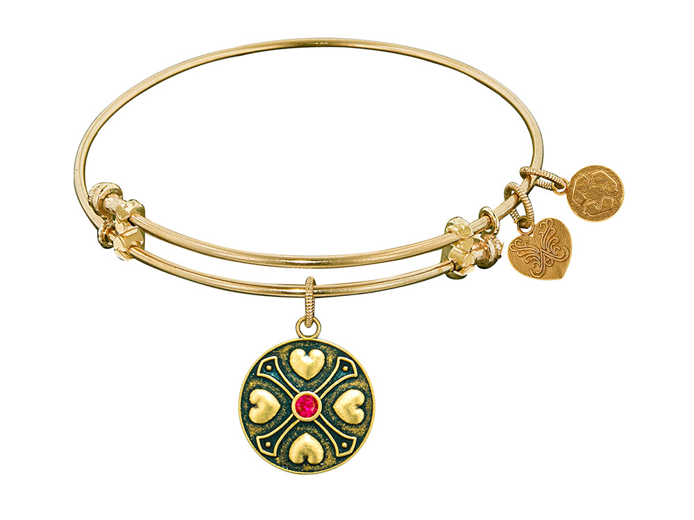 Angelica Collection Antique Yellow Finish Brass July Simulated Expandable Bangle