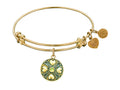 Angelica Collection Antique Yellow Finish Brass August Simulated Peridot Expandable Bangle