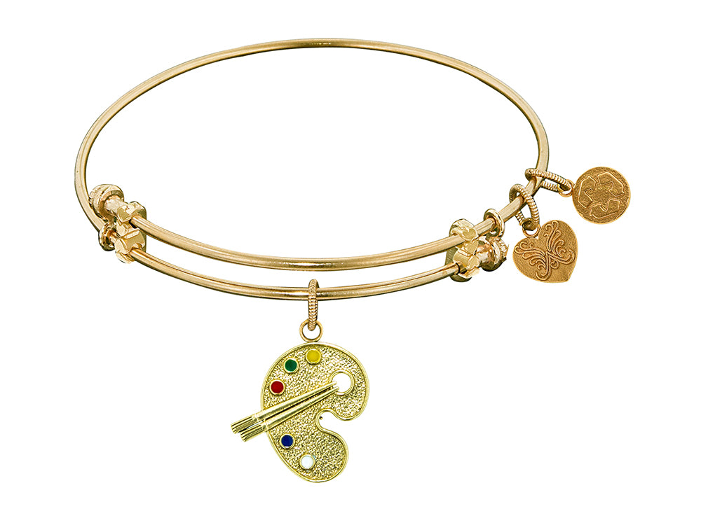 Angelica Collection Non-antique Yellow Stipple Finish Brass With Enamel Paint Pallet Expandable Bangle