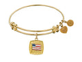Angelica Collection Non-antique Yellow Stipple Finish Brass With Enamel American Flag Expandable Bangle