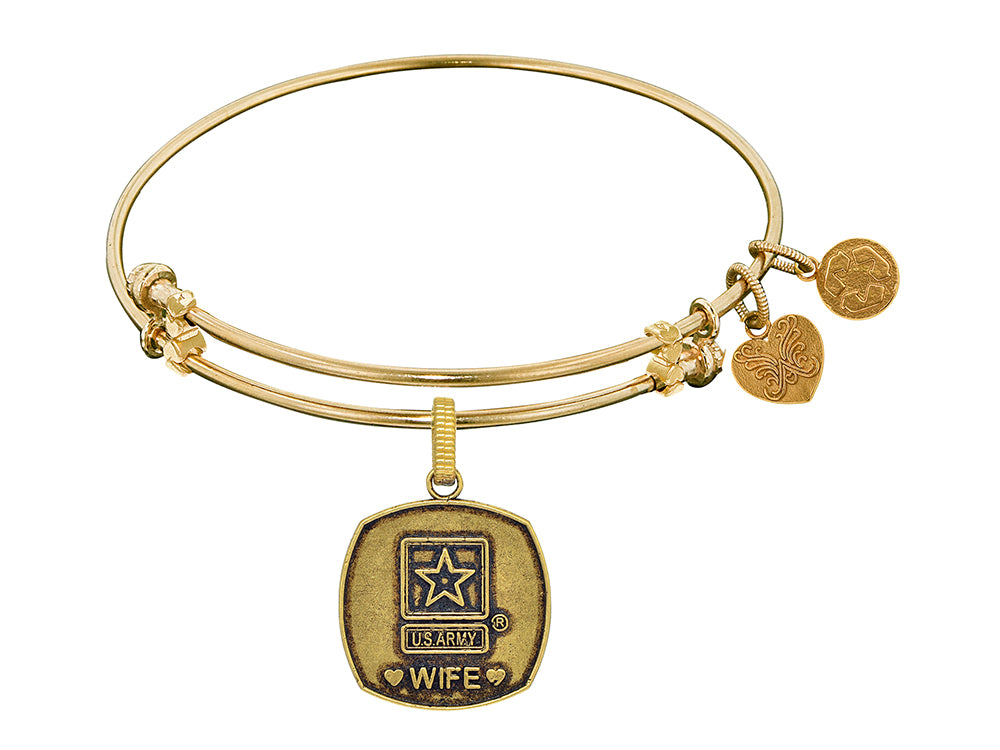 Angelica Collection Brass with Yellow Finish U.S. Army Wife Expandable Bangle