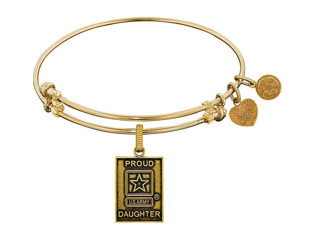 Angelica Collection Brass with Yellow Finish Proud Daughter U.S. Army Expandable Bangle