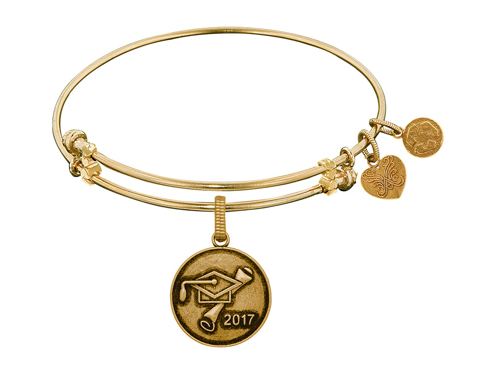 Brass With Yellow Finish Class Of 2017 Graduation Cap+diploma Charm For Angelica Collection Bangle
