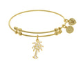 Brass With Yellow Palm Tree Charm With CZ On Yellow Angelica Collection Bangle